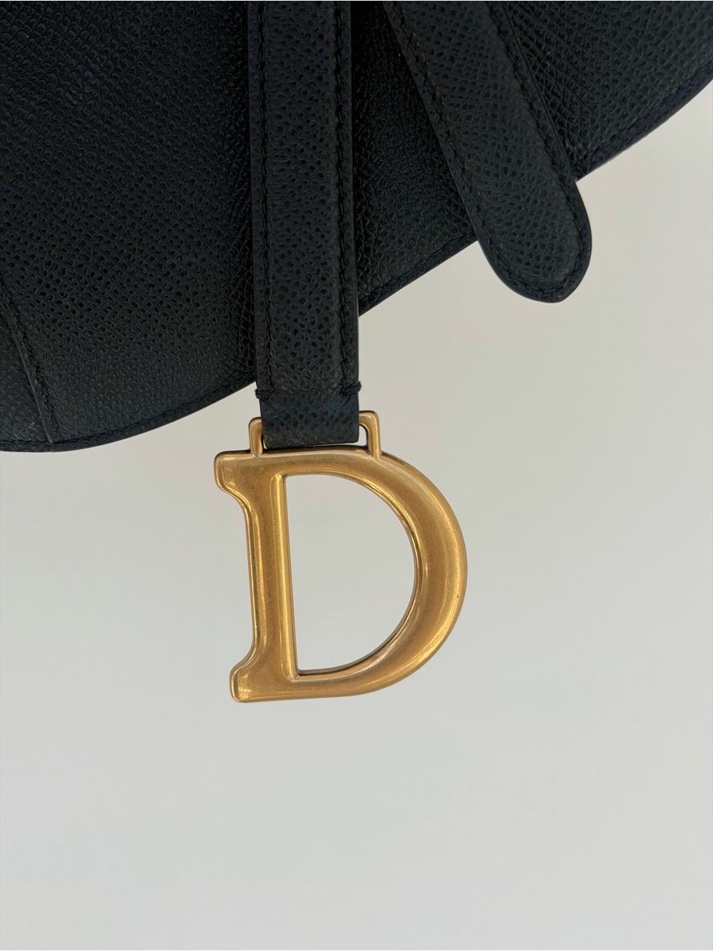 Dior Black Saddle Shoulder Bag with Gold 'D' Charm - Picture 6 of 6
